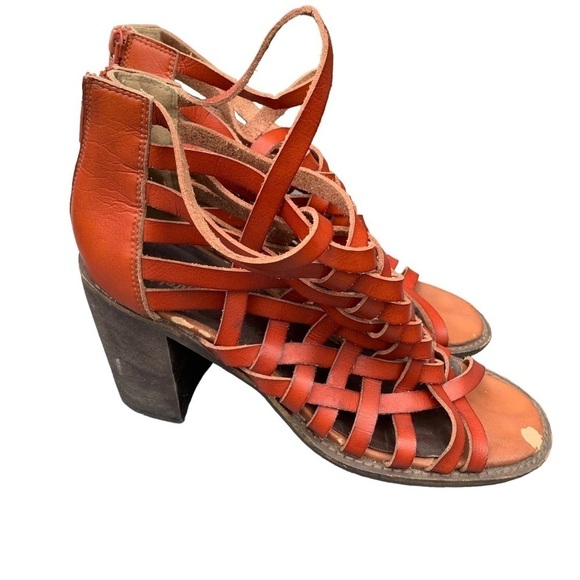 Free People Farylrobin Stacked Heel Sandals Women’s Sz 9 Vegan Leather Crossover - Picture 7 of 9